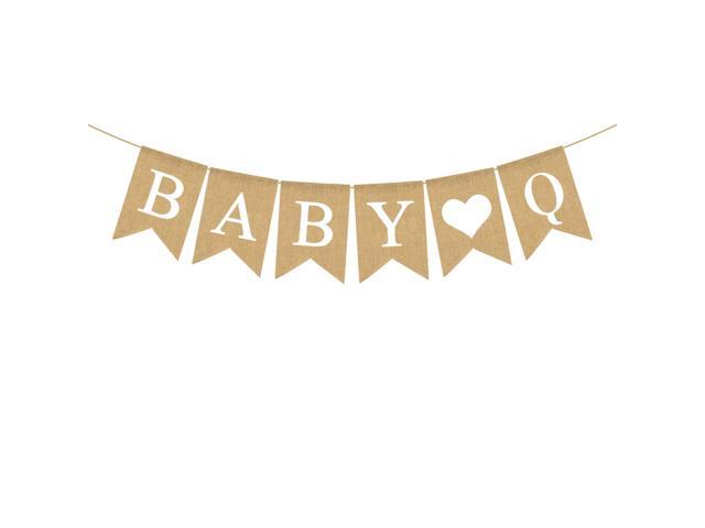 Rainlemon Jute Burlap Baby Q Banner BBQ Theme Baby Shower Gender Reveal Birthday Party Garland Decoration