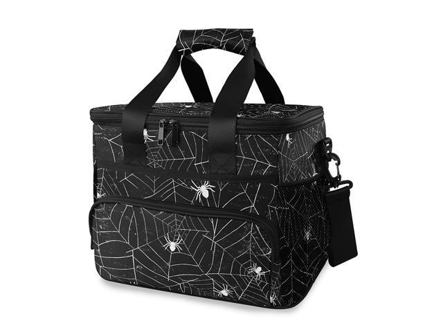 ALAZA Halloween Black and White Grunge Background with Spiderwebs Large Capacity Cooler Tote Insulated Lunch Bag Lunch Cooler Bag