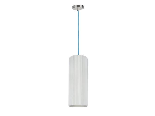 Aspen Creative 61091-2 Adjustable 1 Light Transitional Design Hanging Mini Pendant Ceiling Light in Satin Nickel Finish with Off White Shade