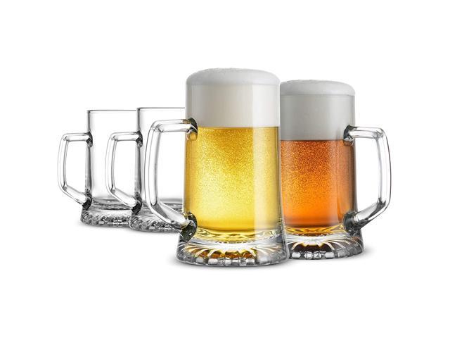 Bormioli Rocco 4-Pack Solid Heavy Large Beer Glasses with Handle - 171/4 Ounce Glass Steins Traditional Beer Mug glasses Set Perfect Coffee