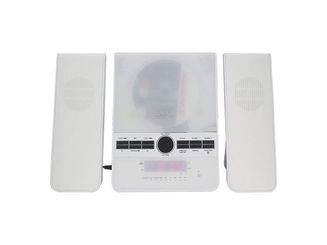 Craig CM427BT-WH 3-Piece Vertical CD Stereo Shelf System with AM/FM Radio Bluetooth Wireless Technology & Remote Control in White LED Display