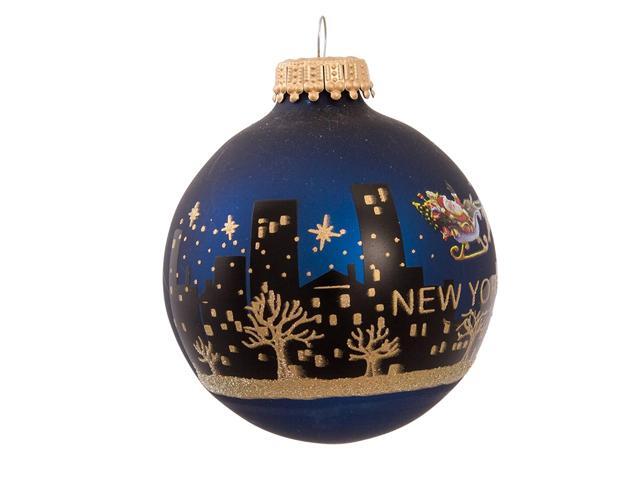 Kurt Adler New York Santa Skyline Painted Ball Ornament 2-5/8-Inch
