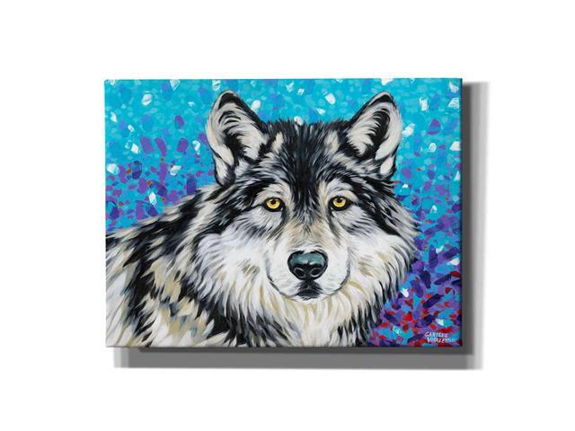Epic Graffiti Grey Wolf II by Carolee Vitaletti Giclee Canvas Wall Art 16' x 12' Blue