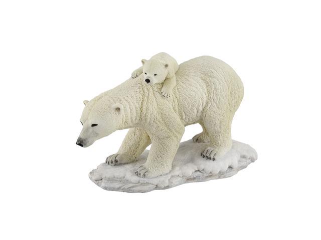 Veronese Design Polar Bear Mother with Adorable Freeloading Cub Statue