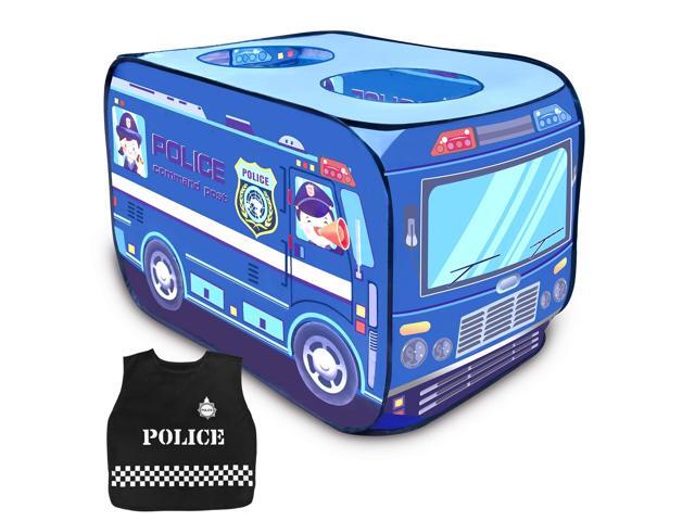 FUN LITTLE TOYS Police Toy Car Pop Up Play Tent for Kids with Policeman Costume Kids Tent for Indoor & Outdoor