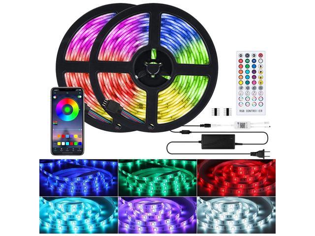 Color Changing LED Strip Lights for Bedroom 328Ft Neon Rope Lights Strip Bluetooth with IR Remote APP Control and Music Sync 5050 SMD RGB Tape