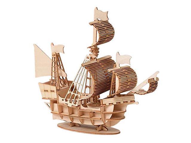 CHDHALTD Sailing Ship Model Decor 3D DIY Sailing Ship Toys Handmade Wooden Miniature Sailing Boat Model Assembly Puzzle Toy Craft Kits for Children
