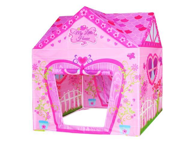 POCO DIVO Floral Princess Castle Girls Pink Palace Play Tent Kids Pretend Fairy Playhouse