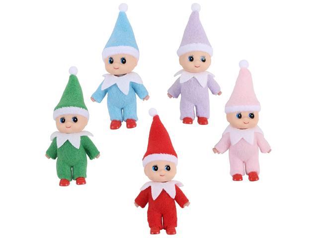 Yoodelife Colorful Costume Vinyl Face Plush Dolls Elf for Christmas Holiday New Year Decoration Gift 5 Pack