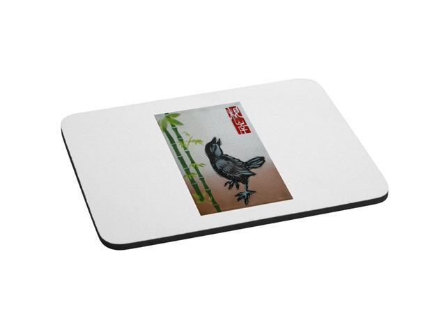 Black Raven and Bamboo Mural Yuya Negishi YUYART Computer Mousepad