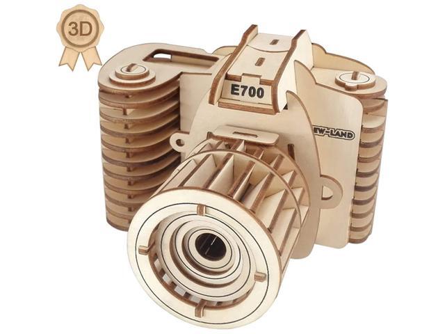 Koralan 3D Wooden Puzzle DIY Handmade Children Adult Assembled Wooden Puzzle Toy Gifts for Girls and Boys Age 8+ (F1 Camera)