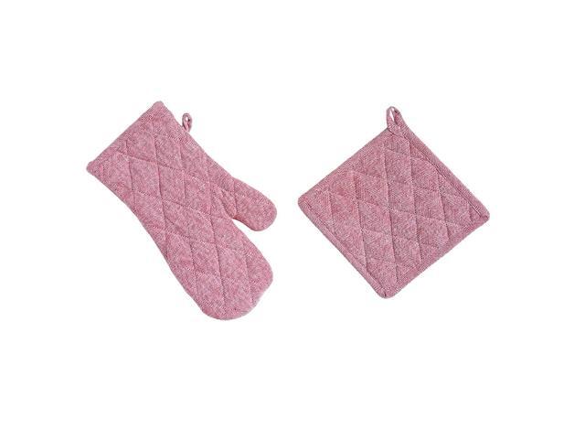 Creative Co-op Herringbone Woven Cotton Oven Mitt & Pot Holder Set