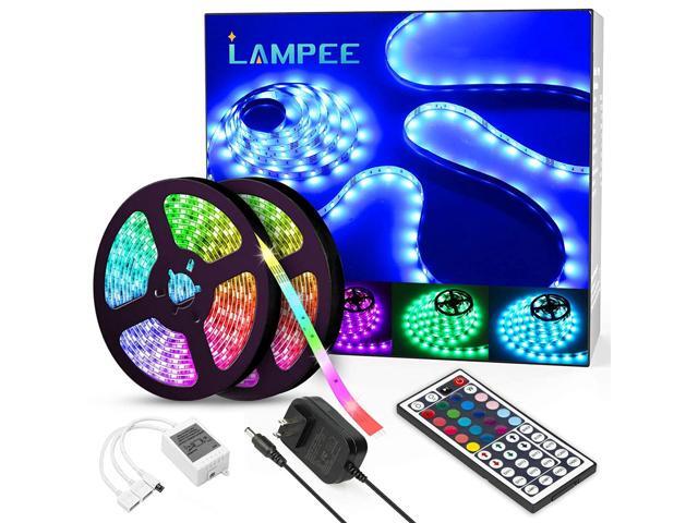 LED Strip Lights Lampee 328ft 12V Flexible RGB Color Changing Tape Lights 5050 SMD Rope Light Kit with Remote Control and 300 LEDs for Home