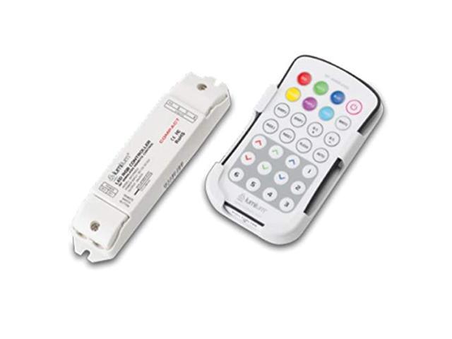 Lumilum Compact Radio Frequency RGB Remote + Controller (32 Color and Brightness Modes) Long Distance RF to LED Strip Light Range Fully Certified