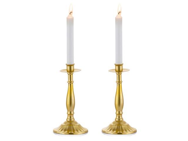Sziqiqi 2Pcs Gold Taper Candlestick Holders Candle Display Candle Centerpiece Gold Plated 839in Candle Dripping Protected
