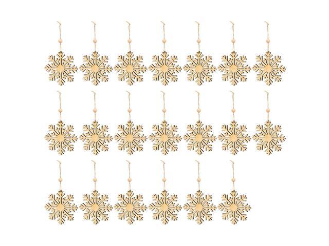 Juvale 20-Pack of Wooden Snowflake Ornaments - Hanging Christmas Crafts Winter Wonderland Themed Snowflake Embellishments Brown - 39 x 66 x