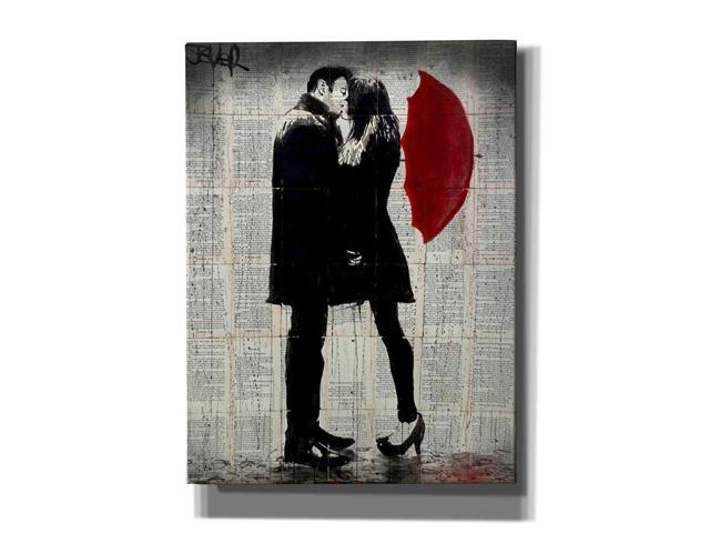 Epic Graffiti Winters Kiss by Loui Jover Giclee Canvas Wall Art 12' x 16' Red