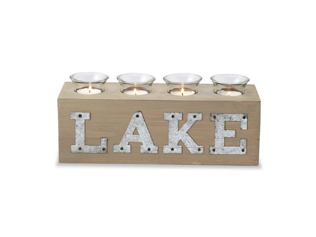 Mud Pie Lake Wooden Block Votive Candle Holder