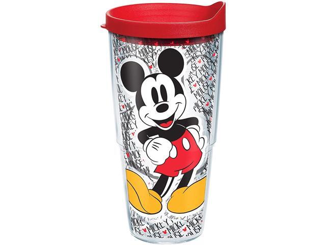 Tervis Disney - Mickey Mouse Name Pattern Tumbler with Wrap and Red Lid 24oz Clear
