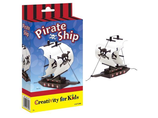 Creativity for Kids Paint Your Own Pirate Ship Mini Kit - Wooden Toy Pirate Ship