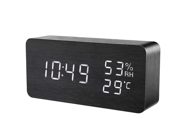 KeeKit Digital Wooden Alarm Clock, Electronic LED Desktop Clock with...