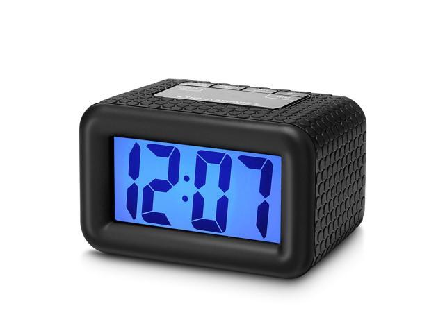 Plumeet Digital Clock - Kids Alarm Clocks with Snooze and Backlight - Simple Travel Clocks Large LCD Display - Ascending Sound and Handheld Sized