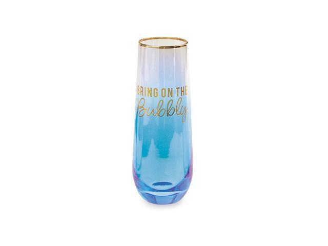 Mud Pie OMBRE CHAMPAGNE GLASS BLUE 9 oz