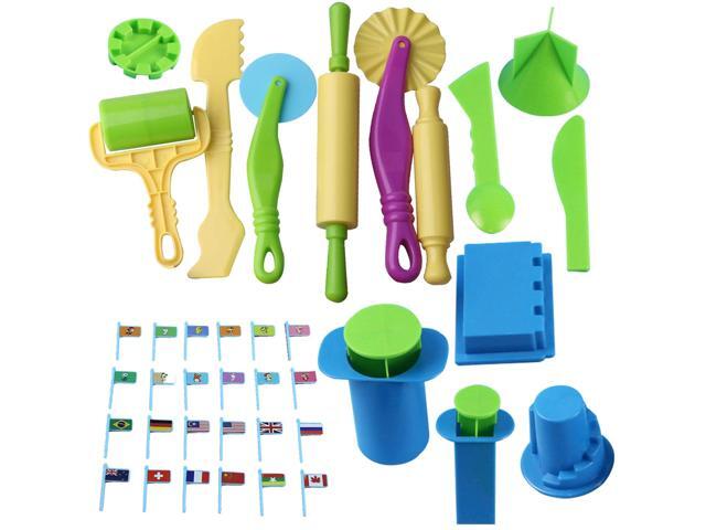 Inxens Playdough Toys Tools Kits Play Dough Modeling Clay Rolling Pin Accessory Set Assorted Colors