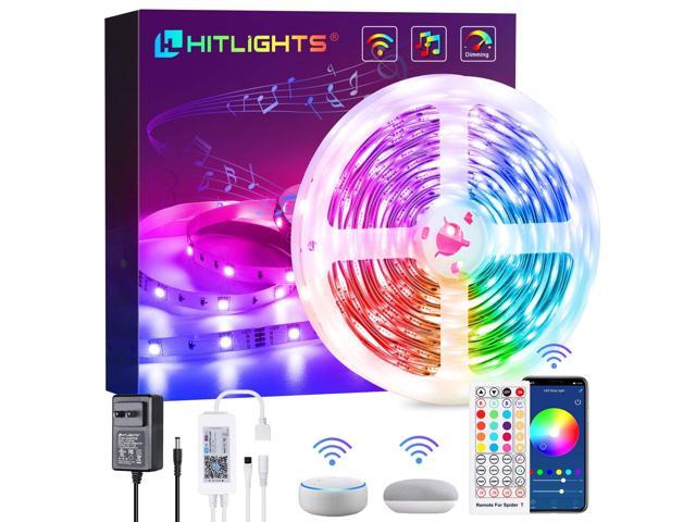 Smart LED Strip Lights HitLights 328ft RGB Rope Light Kit Works with Alexa Google Home Wireless Remote and WiFi APP Control 5050 Color Changing