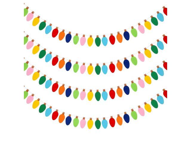 4 Sets Christmas Felt Light Garlands Rainbow Lights Bulb Garland for Christmas Party Home Decorations