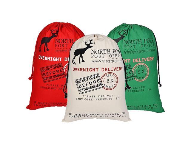 Auoinge Santa Sack Canvas Drawstring Bag 276x197 Inch Large Personalized Cotton Santa Claus Present Storage Bag Xmas Gift
