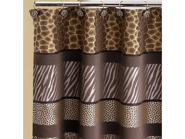 Popular Bath 781205 Safari Stripes Shower Curtain Chocolate