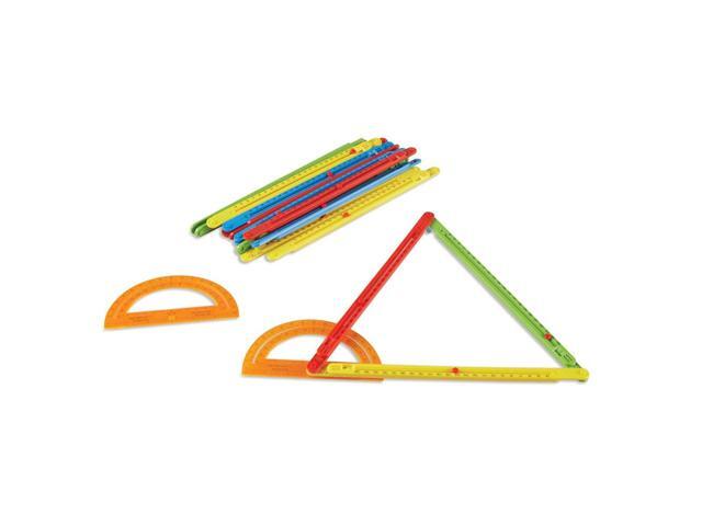 hand2mind Large AngLegs Geometry Shape Kit with Classroom Activity Cards and Protractors (Pack of 64)