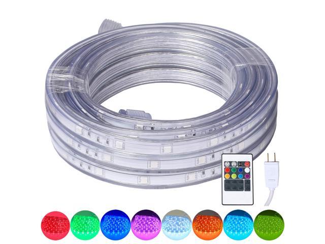 164 Feet Flat Flexible LED Rope Lights Color Changing RGB Strip Light with Remote Control 8 Colors Multiple Modes Plug in Novelty Lighting