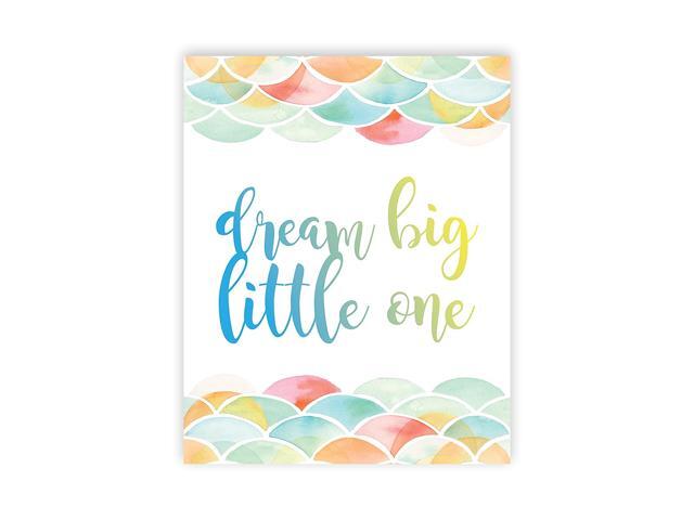 Dream Big Little One Mermaid Pattern Gender Neutral Baby Girl Nursery Decor Nursery Print Baby Dream Big Little One First Watercolor Baby Girl