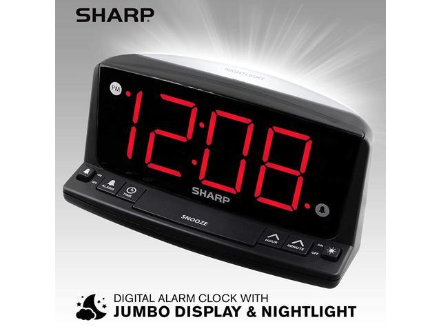 Sharp LED Digital Alarm Clock - Simple Operation - Easy to See Large Numbers Built in Night Light Loud Beep Alarm with Snooze Bright Big Red