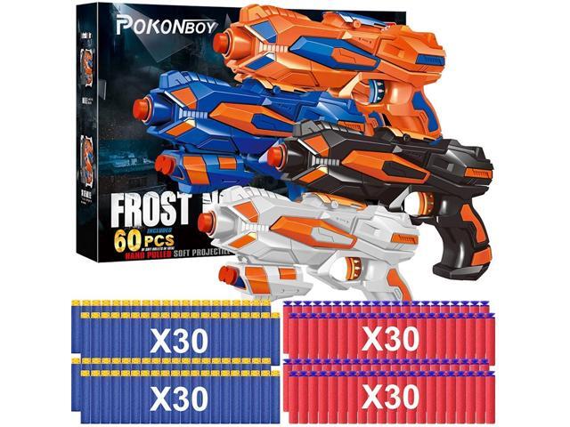 POKONBOY 4 Pack Blaster Guns Toy Guns for Boys with 120 Pack Refill Soft Foam Darts for Kids Birthday Gifts Party Supplies Hand Gun Toys for 4 5 6