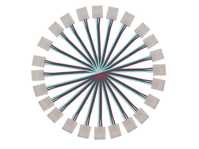 BTF-LIGHTING 10PCS 3Pin 10mm Wide Dual End with 15cm Long Cable LED Strip Solderless DIY Connector Adapter Conductor for WS2811 WS2812B SK6812 LED