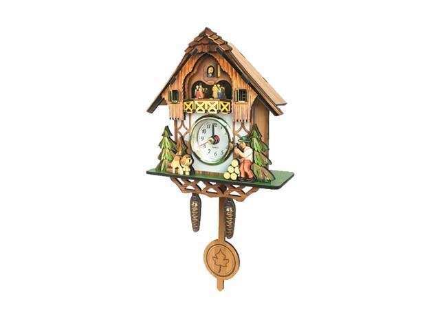Vosarea Wooden Wall Clock Cuckoo Shaped Clock Antique Pendulum for Home Kids Room Decor