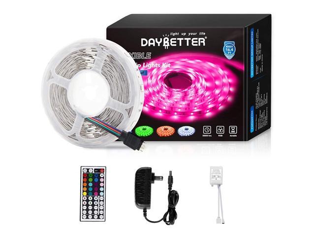 Led Strip Lights 164ft 5m Flexible Color Changing RGB Led Light Strip 5050 150leds LED Tape Lights Kit with 44 Keys IR Remote Controller and 12V