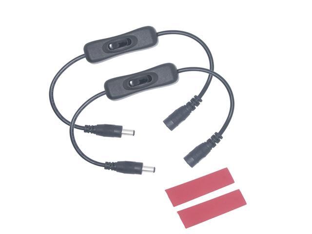 Litever Inline ON/OFF Switch for DC12V~DC24V LED Strip Lights Under Cabinet Lighting; 55 x 21 mm DC Jack Male to Female Plug-in 2 Pack
