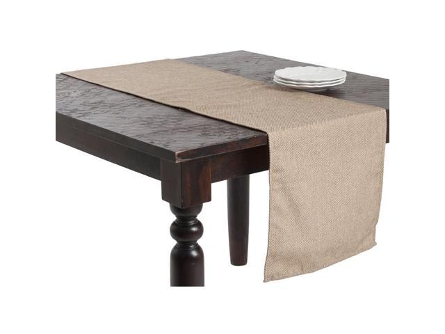 SARO LIFESTYLE Natural Color Basket Weave Design Table Runner 16' x 120' Oblong