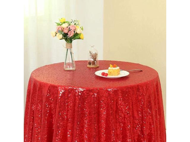 Zdada Red Sequin Tablecloth 70' Dessert Tablecloth Christmas Party Tablecloth for Round Table