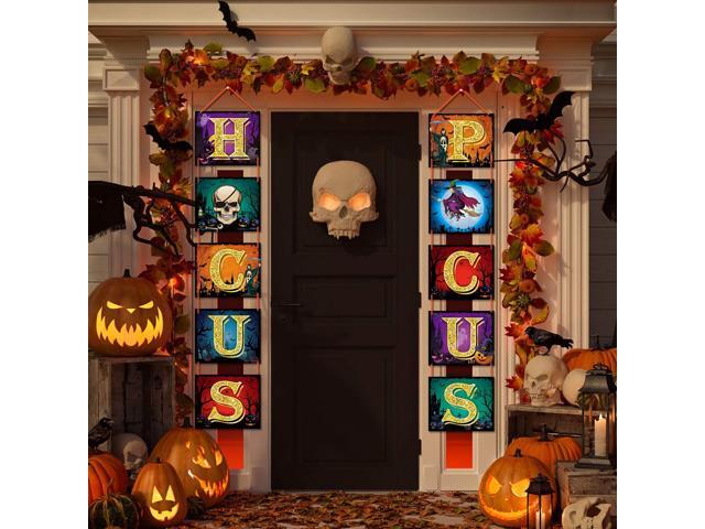 Hocus Pocus Halloween Decoration Banner Halloween Hanging Signs Decor for Home Office Front Door Porch Gate Garden Witches Home Party