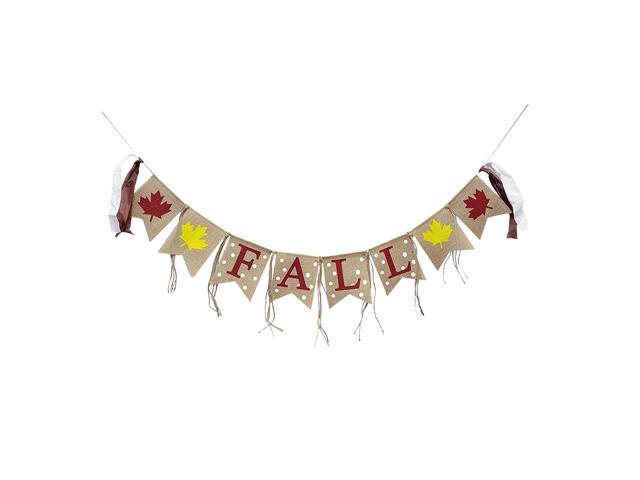 Happy Fall Banner Burlap Maple Harvest Autumn Fireplace Decors/Bunting Flag Garland Halloween