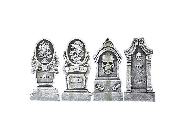 Sunstar Skull Design Foam Halloween Graveyard Tombstone Yard Decor Set of 4 16 Inch