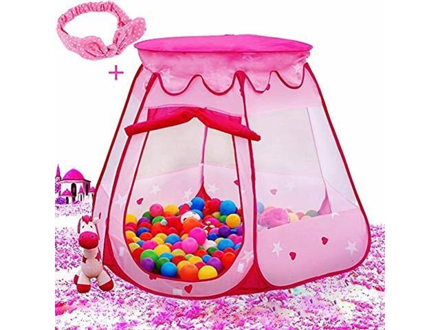 Pink Princess Tent Kids Ball Pit 1st Gift Toddler Girl Easy Pop Up Fold Into