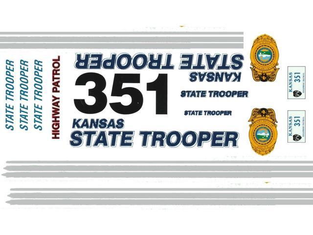 Kansas State Patrol Police 1/18th Scale Waterslide Decal
