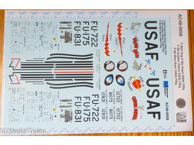 Microscale Decal #AC48-0058 F-86A Peg O My Heart 336th/F-86 Gopher Patrol/WamBam