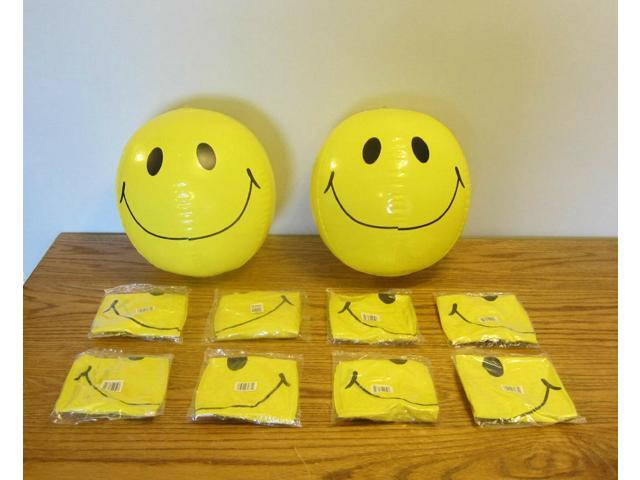 10 NEW LARGE 15' SMILE FACE INFLATABLE BEACH BALLS POOL BEACHBALL PARTY FAVORS